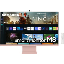 SAMSUNG M8 Series 32-Inch 4K UHD Smart Monitor & Streaming TV with Slim-fit Webcam for PC-Less Experience, Netflix, HBO, Prime VOD, & More, Apple Airplay, WiFi, BT, Built-in Speakers, 2022, Pink