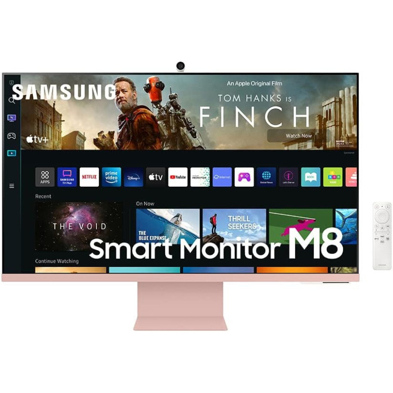 SAMSUNG M8 Series 32-Inch 4K UHD Smart Monitor & Streaming TV with Slim-fit Webcam for PC-Less Experience, Netflix, HBO, Prime VOD, & More, Apple Airplay, WiFi, BT, Built-in Speakers, 2022, Pink