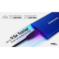 SAMSUNG T7 500GB Up to 1,050MB/s USB 3.2 Gen 2 (10Gbps, Type-C) External Solid State Drive (Portable SSD) Grey(MU-PC500T)