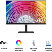 Samsung S60A Series 27 Inch WQHD 2560x1440 Computer Monitor 75Hz IPS Panel HDMI HDR10 1 Billion Colours Height Adjustable Stand TUV Certified Intelligent Eye Care LS27A600NWNXGO Black