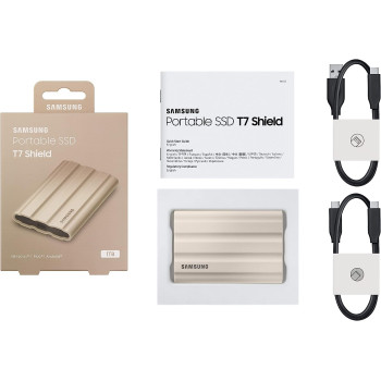 SAMSUNG T7 Shield Portable SSD - 1 TB - USB 3.2 Gen.2 External SSD Beige (MU-PE1T0K/EU)