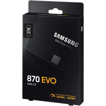 SAMSUNG SSD 870 EVO, 2 TB, Form Factor 2.5 Inch, Intelligent Turbo Write, Magician 6 Software, Black