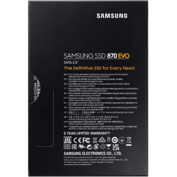 SAMSUNG SSD 870 EVO, 2 TB, Form Factor 2.5 Inch, Intelligent Turbo Write, Magician 6 Software, Black