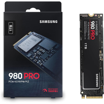 SAMSUNG 980 PRO 1TB PCIe SSD - 7,000 MB/s 4.0 x 4 M.2 NVMe Gen4 Internal Gaming Solid State Drive with V-NAND Technology for Laptops Desktops and Crypto Chia Mining