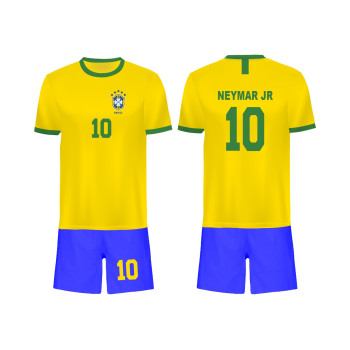 Al Amal Football fan jersey Neymar Fullset shorts & Jersey Yellow & Blue ( UNISEX ) For Kids