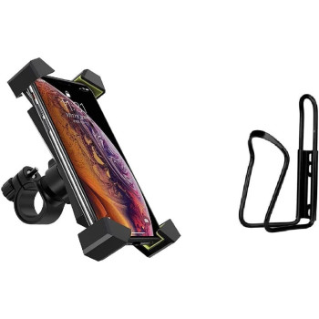 Bike Phone Holder Universal , Motorcycle Phone Holder 360 Rotation ,For 4.6-6.5 Inch Compatible With Iphone 13/Mini/13Pro/ Max/11/12/Mini/Pro Max, S20 + Metal Water Bottle Holder