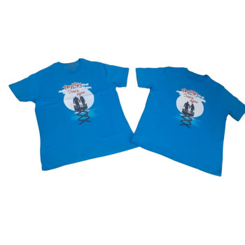 Printed Couple T-Shirts 100% Cotton Fabric (Men Xl/Women S) Blue
