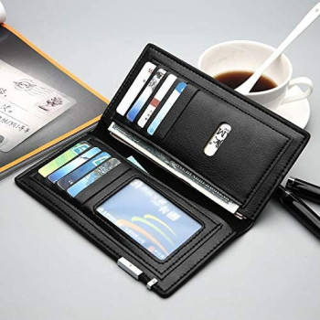 Compact Slim Thin Credit Card Pu Leather Wallet Men And Women Soft Leather Passport Wallet (Black)