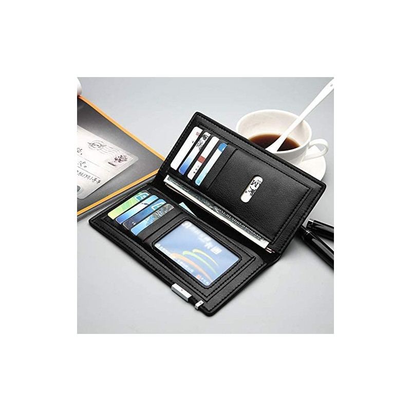 Compact Slim Thin Credit Card Pu Leather Wallet Men And Women Soft Leather Passport Wallet (Black)