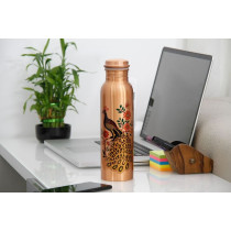 Copper Water Bottle Ayurvedic Copper Vessel- Colourful Peacock Print