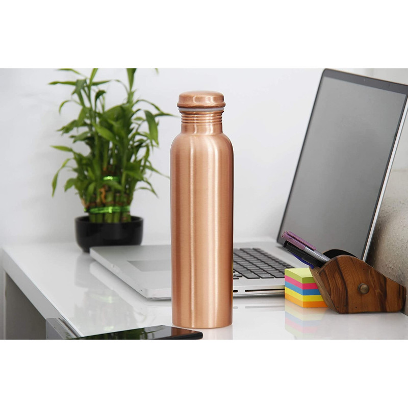 Plain Matt Finish Copper Water Bottle Ayurvedic Copper 900 Ml