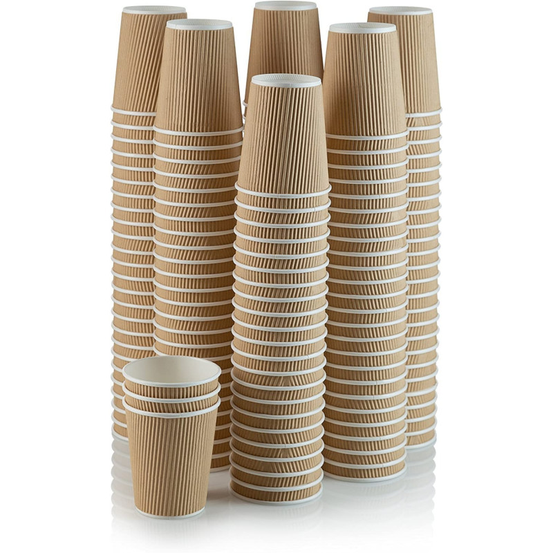 Ripple Insulated Kraft Paper Cups 8-Oz– Perfect For Hot And Cold Beverages Tea/Coffee/Cold Drink | 3-Layer Rippled Wall For Better Insulation | Compostable Material (Pack Of 250 Pcs)