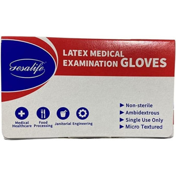 Powder Free Latex Gloves Size Medium,Pack Of 1 Box, 100 Pcs Per Box -Gesa Life