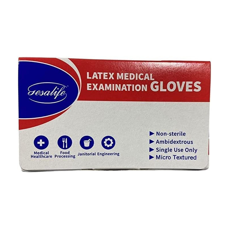 Powder Free Latex Gloves Size Medium,Pack Of 1 Box, 100 Pcs Per Box -Gesa Life