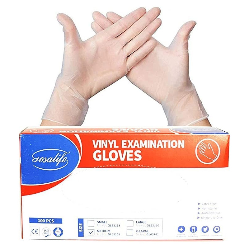 Powder Free Viny Gloves Size Medium, Pack Of 1 Box, 100 Pcs Per Box -Gesa Life