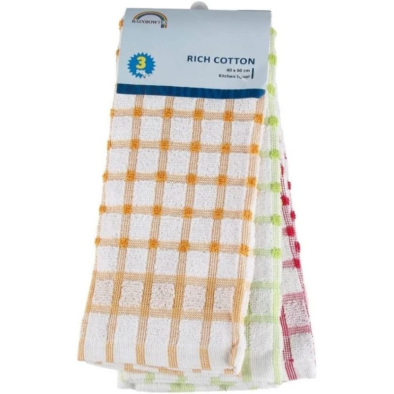 Kitchen Towels - Super Absorbent Machine Washable Hand Towels 100% Cotton, Dish Reusable Cleaning Cloths, Microfiber Cloth For Dishes, Kitchen, Bathroom, Car And Towel Set - 3 Pack Size 40X60Cm