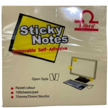 Sticky Notes 3X3 Inch, 75Mmx75Mm Self-Stick Notes Canary Yellow - 100 Sheet/Pad, 2 Nos