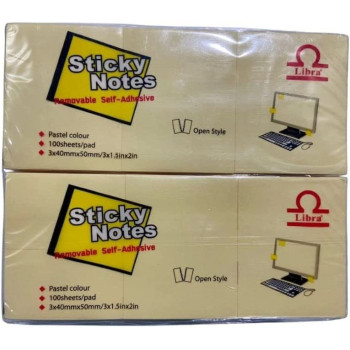 Sticky Notes 1.5X2 Inch, 40Mmx50Mm Self-Stick Notes Canary Yellow - 100 Sheet/Pad 36 Nos