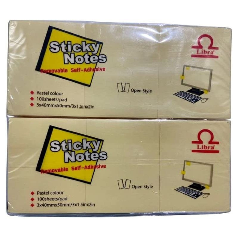 Sticky Notes 1.5X2 Inch, 40Mmx50Mm Self-Stick Notes Canary Yellow - 100 Sheet/Pad 36 Nos
