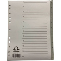 Plastic File Divider 1-12, 12 Sheets A4 Size 1 Pkt