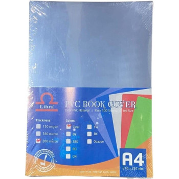 Pvc High Clear Binding Cover,200 Micron Pack Of 100 - A4 Size - Libra