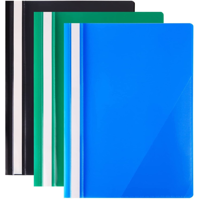 Report File A4 Clear Front Report Covers Project File With Fasteners For School Office 12 Pcs (Black)