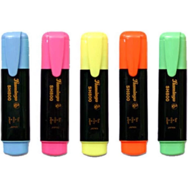 Highlighter Pack Of 5 Different Color - Blue,Green,Pink,Yellow,Orange - Flamingo