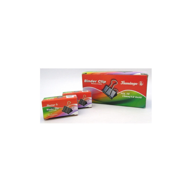 Flamingo Binder Clip 15 Mm - 12 Packets