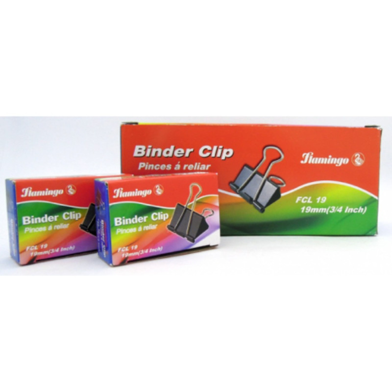 Flamingo Binder Clip 19 Mm - 12 Packets