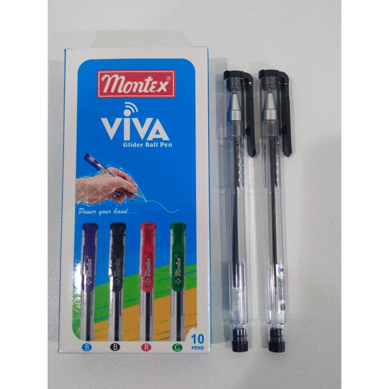 Montex Viva Glider Ball Pen 10 Pc In Box- Black