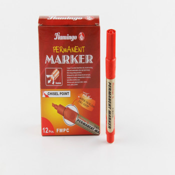 Permanent Marker- Chisel Point - 12 Pcs Pack - Red ,Flamingo