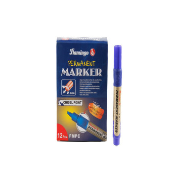 Permanent Marker Chisel Point - Blue - Pack Of 12 Pcs Flamingo