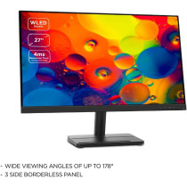 Lenovo L27E-30 27-Inch Ips Fullhd 75Hz Monitor 3 Side Edgeless With Hdmi,Vga Black-66Bekac2Uk
