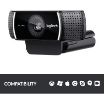Logitech C922 Pro Stream Webcam (Hd 1080P/30Fps Or Hd 720P/60Fps) - Black