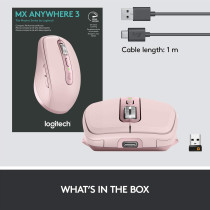 Logitech Mx Anywhere 3 Compact Wireless Performance Mouse, Any Surface, Portable, 4000Dpi - Rose