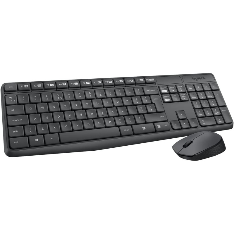Logitech Mk235 Wireless Keyboard And Mouse Combo For Windows, 2.4 Ghz Wireless With Unifying Usb-Receiver, Pc/Laptop - Grey