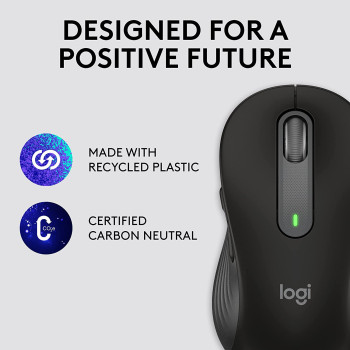 Logitech Signature M650 L Full Size Wireless Mouse - For Large Sized Hands, Silent Clicks, Customizable Side Buttons - Black