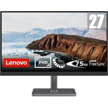 Lenovo L27I-30 27 Inch FHD Monitor (Ips, 4Ms, Up To 75 Hz, HDMI + VGA, Amd Freesync) - Raven Black