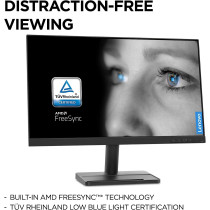 Lenovo L24E 30 24Inch, Va, Fhd, 4Ms, 75Hz, Amd Freesync, 1920 X 1080, Vesa, 3 Side Near Edgeless, 66Bckac2Uk, Black
