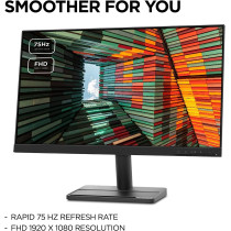 Lenovo L24E 30 24Inch, Va, Fhd, 4Ms, 75Hz, Amd Freesync, 1920 X 1080, Vesa, 3 Side Near Edgeless, 66Bckac2Uk, Black
