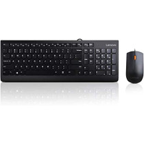 Lenovo 300 Usb Combo, Full-Size Wired Keyboard, Mouse, Ergonomic, Left Or Right Hand Mouse, Optical Mouse, Gx30M39606, Black