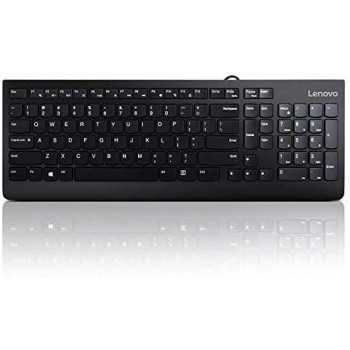 Lenovo 300 Usb Combo, Full-Size Wired Keyboard, Mouse, Ergonomic, Left Or Right Hand Mouse, Optical Mouse, Gx30M39606, Black