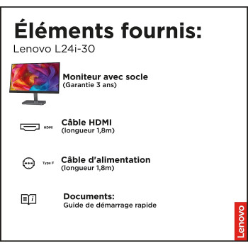 Lenovo L24I-30-60,5 Cm (23,8 Zoll), Led, Ips-Panel, Amd Freesync, 4 Ms, Hdmi