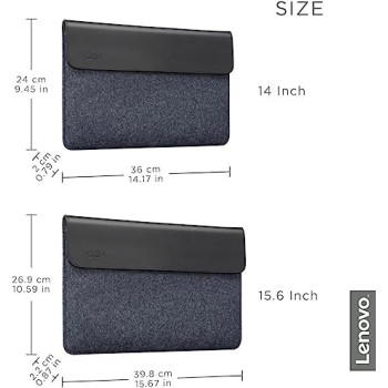 Lenovo Yoga Laptop Sleeve For 14-Inch Computer, Leather And Wool Felt, Magnetic Closure, Gx40X02932, Black