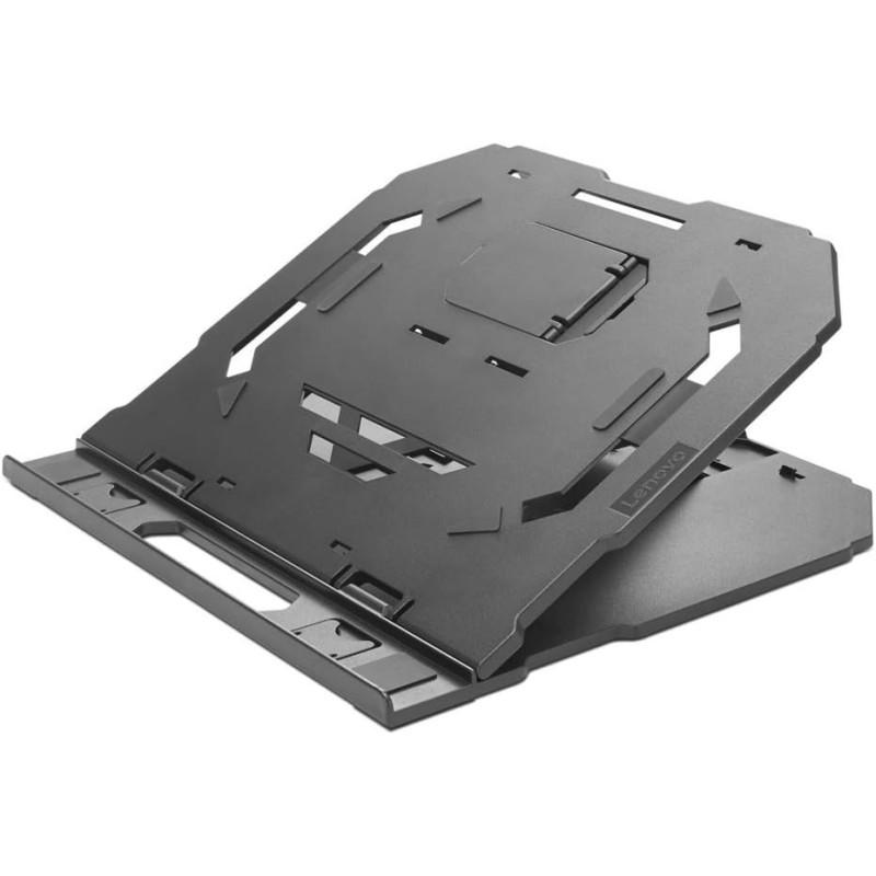 Lenovo 2-In-1 Laptop Stand, Ergonomic, 10 Adjustable Tilt Angles, Ventilated, Non-Slip, Portable, Gxf0X02619, Black