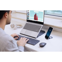 Lenovo 2-In-1 Laptop Stand, Ergonomic, 10 Adjustable Tilt Angles, Ventilated, Non-Slip, Portable, Gxf0X02619, Black