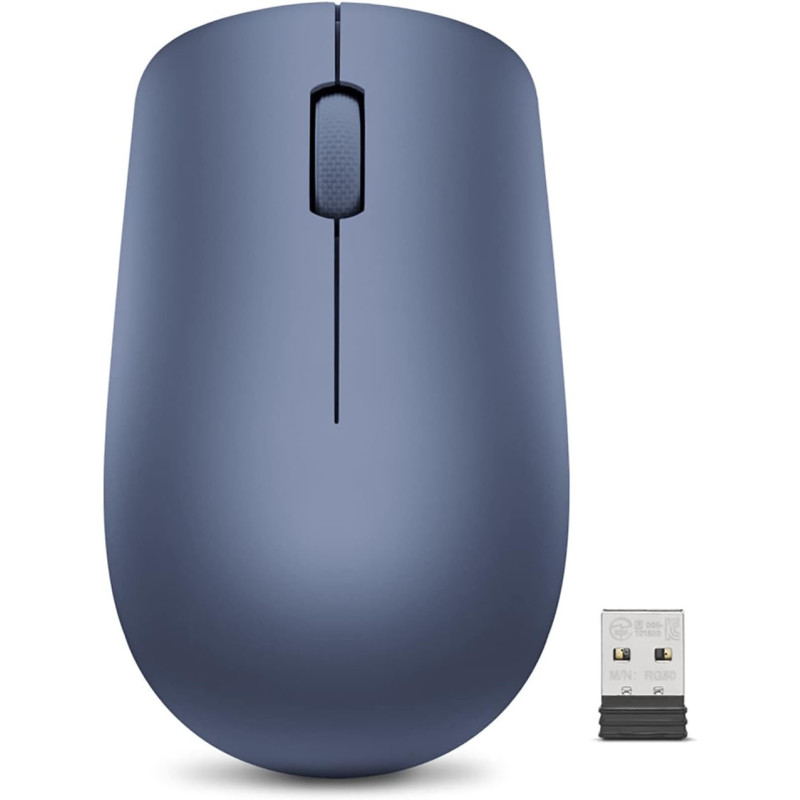 Lenovo 530 Wireless Mouse With Battery, 2.4Ghz Nano Usb, 1200 Dpi Optical Sensor, Ergonomic For Left Or Right Hand, Lightweight, Gy50Z18986, Abyss Blue