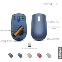 Lenovo 530 Wireless Mouse With Battery, 2.4Ghz Nano Usb, 1200 Dpi Optical Sensor, Ergonomic For Left Or Right Hand, Lightweight, Gy50Z18986, Abyss Blue