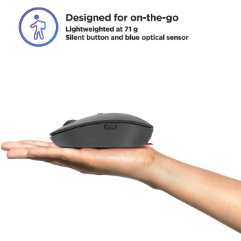 Lenovo Go Usb-C Essential Wireless Mouse, 2.4 Ghz Nano Usb-C Receiver, Rechargeable Battery, Ambidextrous, Gy51C21210, Grey