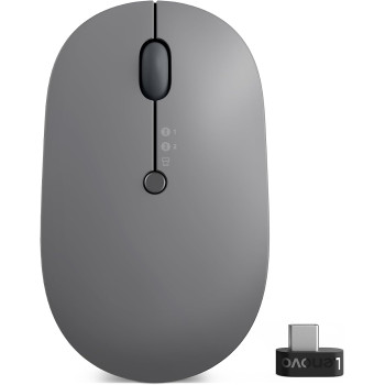 Lenovo Go Multi-Device Wireless Mouse, 2.4Ghz Nano Usb-C Receiver, Qi Wireless Charging, Ambidextrous, Gy51C21211, Grey